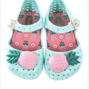 MINI MELISSA Green & Pink Pineapples Shoes TODDLER SIZE 8